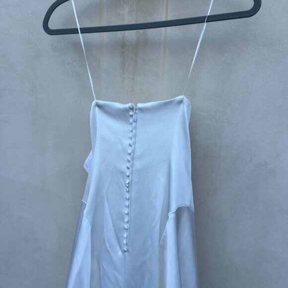 NWT Reformation Elena Satin Long Gown Bridal Dress Strapless Ivory w/ Train Sz 4 - Picture 5 of 10